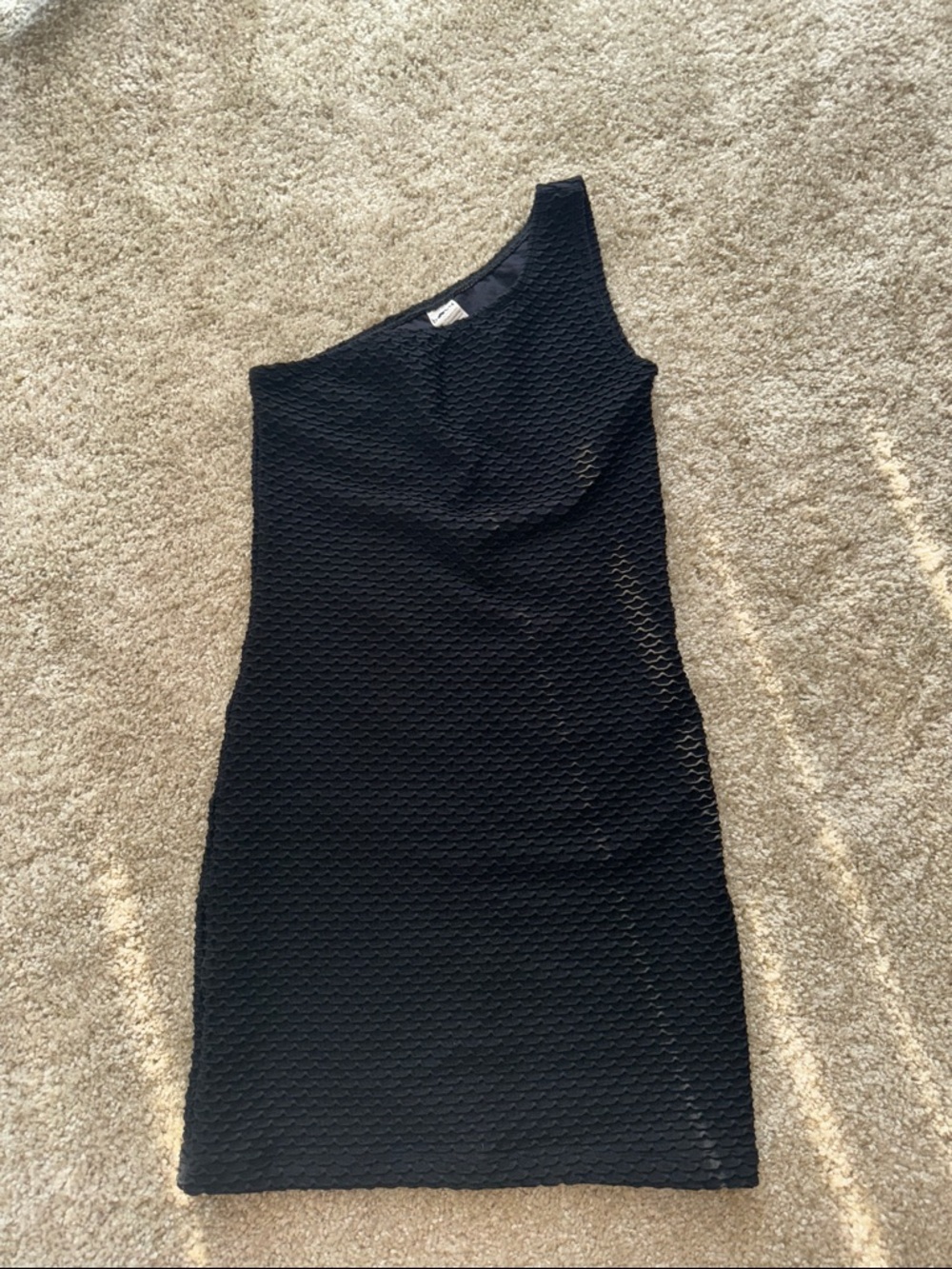 Booty by Brabants One-Shoulder Black Textured Mini Dress bodycon